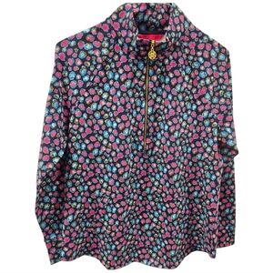 Lilly Pulitzer Women's Skipper Seabreeze Blue Low Tide Navy Spotted Top Large